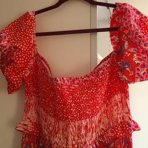 Floral off the shoulder midi dress